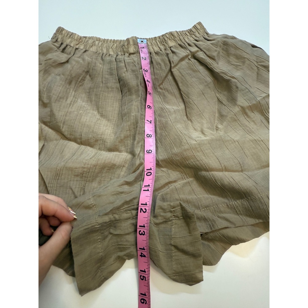 Tan Ruched Button Front Top and Shorts Two Piece Set Textured Co-ord - Picture 8 of 8